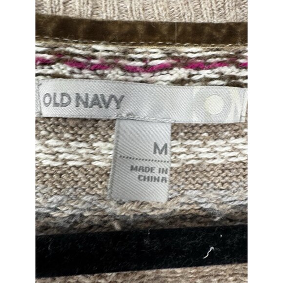 Old Navy Y2K Fair Isle Striped Pullover V-Neck Sweater Medium Cozy Cabincore '09 - Picture 3 of 7